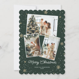 Elégant Collage photo verte Joyeuse carte de Noël