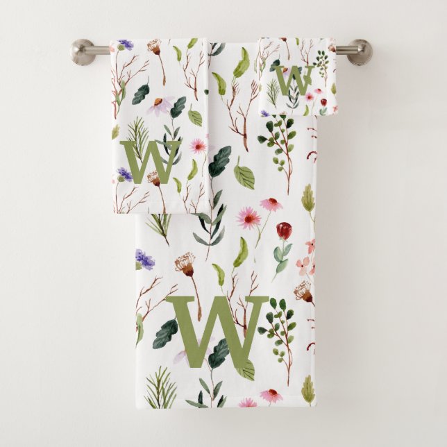 Élégant coloré Floral Personnalisé Monogramme (En situation)