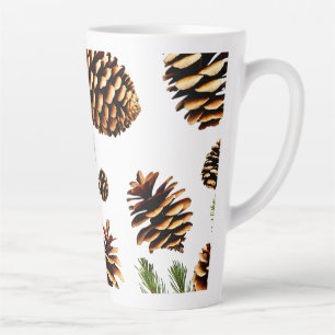 Elégant cône de pin Hiérarchique Mug latte, 17oz