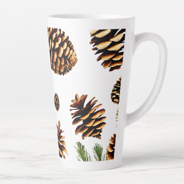 Elégant cône de pin Hiérarchique Mug latte, 17oz (Droite)