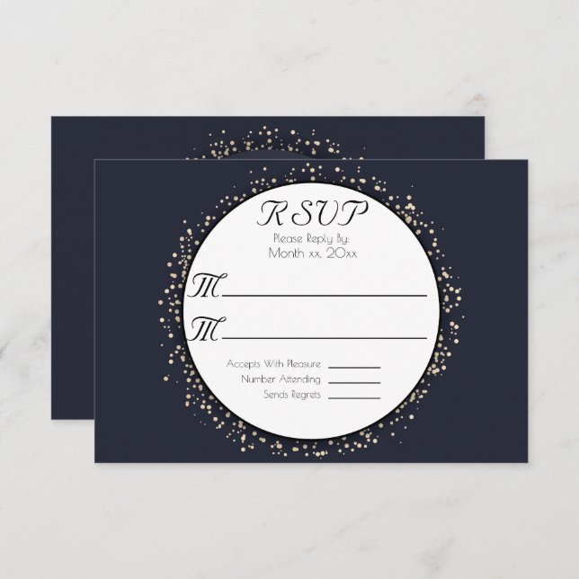 Elégant Confetti Gold Wedding Carte RSVP (Devant / Derrière)