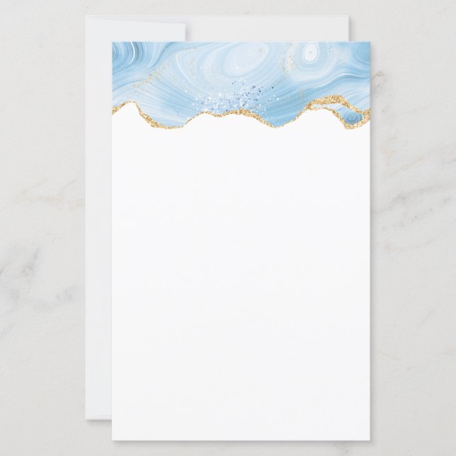 Élégant Cool Bleu Agate avec ruban Parties scintil (Devant)