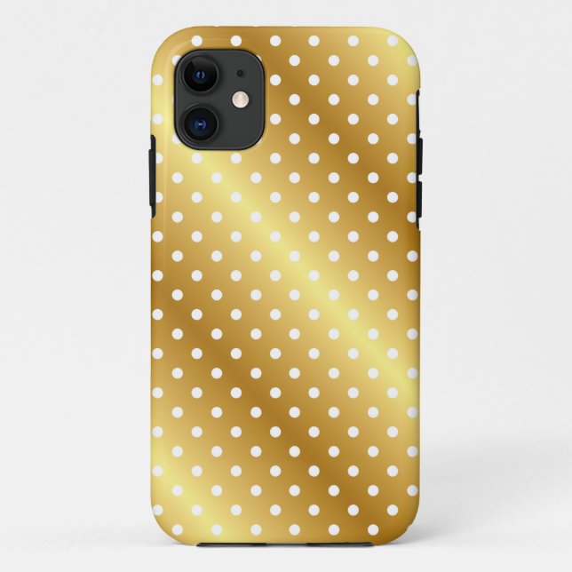 Élégant coque iphone Gold Polkadot (Dos)