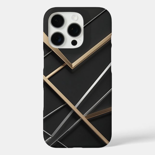 Élégant coque iphone moderne Black & Gold (Verso)