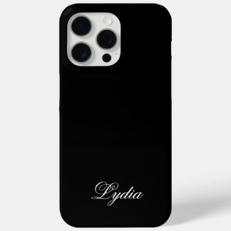 Élégant Coque noir et nom du monogramme blanc