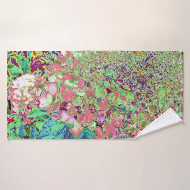 Élégant Corail et Chartreuse Limelight Hydrangea (Serviette de bain)