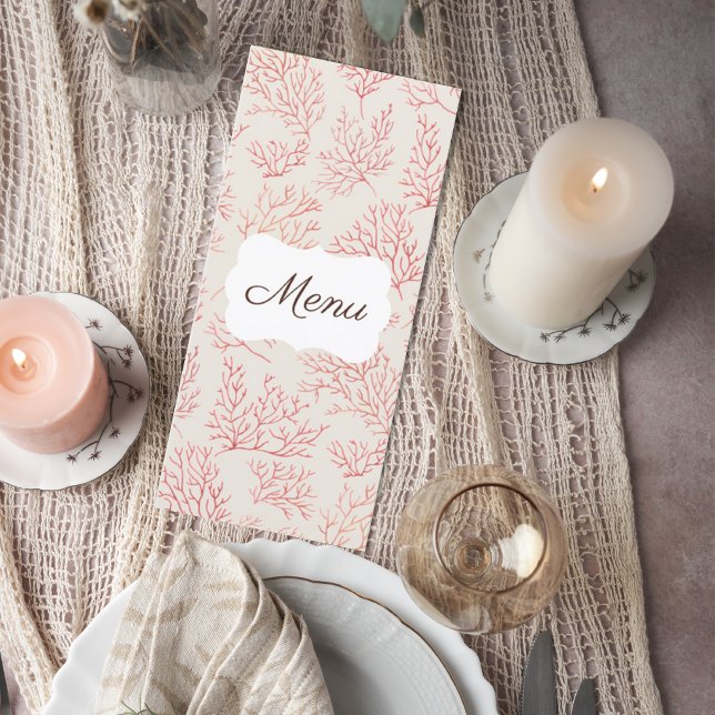 Elegant Coral Reef Wedding Menu Card (Créateur téléchargé)