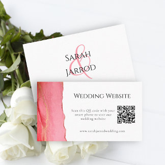Elegant Coral rose QR Mariage Carte de site Web