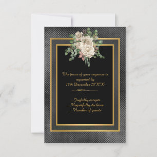 ÉLÉGANT COUCHE FLEURALE OR NOIR EN RELIEF RSVP