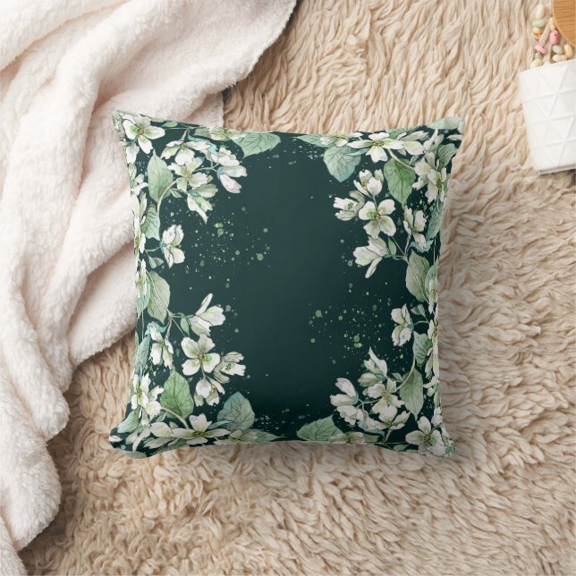 Élégant Coussin Carré à Motif Botanique (Couverture)