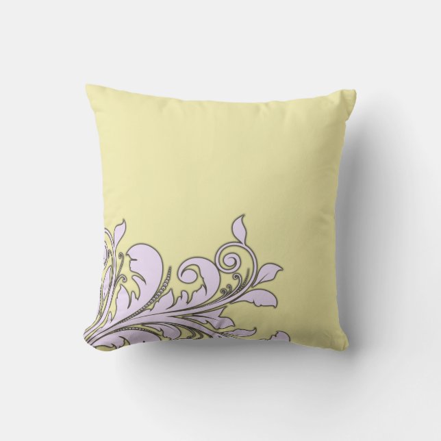 Élégant Coussin de design de torrents fleuris jaun (Recto)