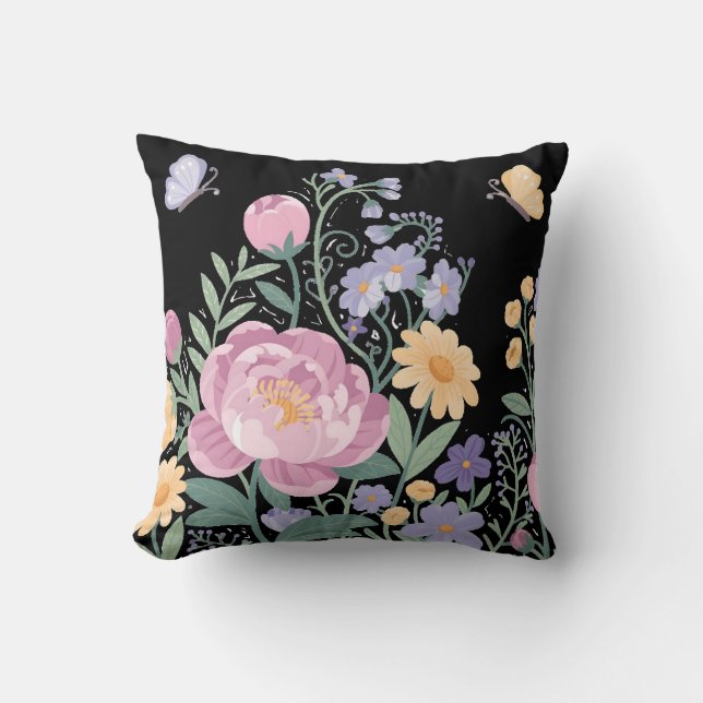 Élégant Coussin de jardin fleuri (Recto)