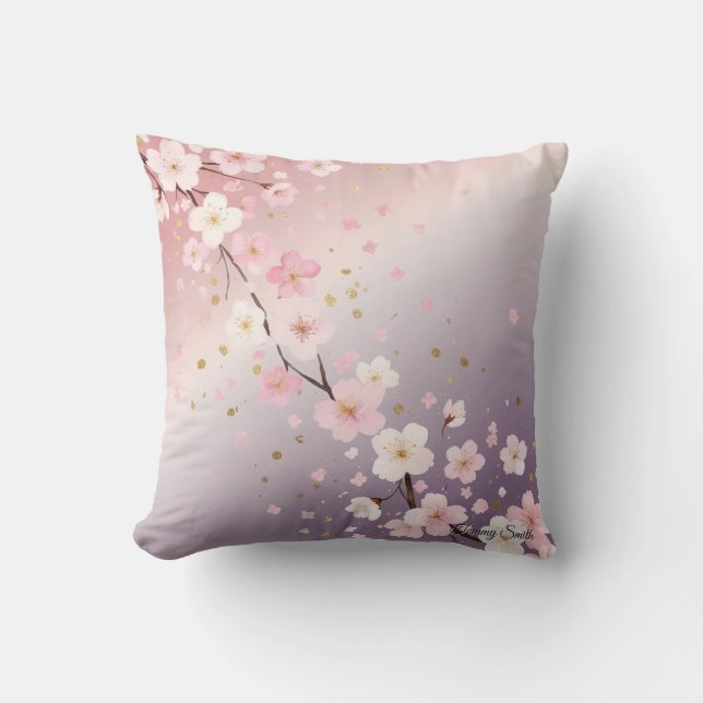 Élégant Coussin de Jet Élégant Fleur de Cerisier R (Recto)
