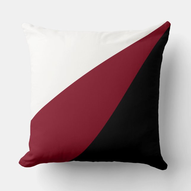 Élégant Coussin de Jet en Noir Bourgogne et Blanc (Recto)