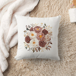 Élégant Coussin de Jet Vintage Floral avec Neutre