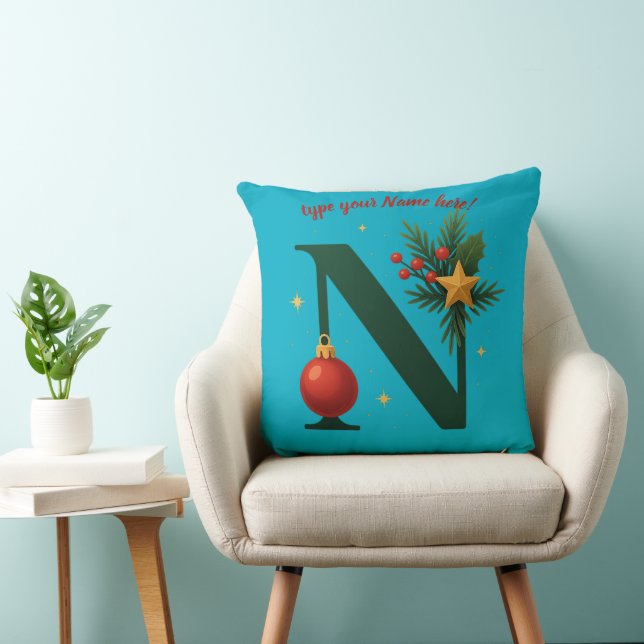 Élégant Coussin de Jeté à Lettre Verte N (Chaise)