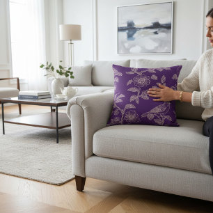 Élégant Coussin de Jeté à Motif Floral et Oiseau s