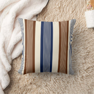 Élégant Coussin de Jeté à Rayures Cabane Bleu Mari