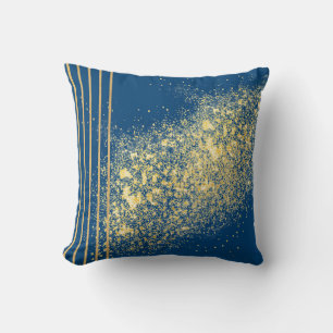 Élégant Coussin de Jeté Bleu et Or