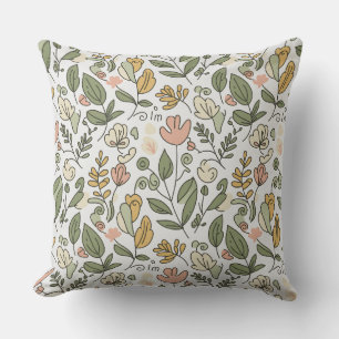 Élégant coussin de jeté de feuillage de printemps