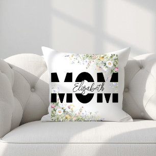 Élégant Coussin de Jeté Floral Personnalisé MAMAN