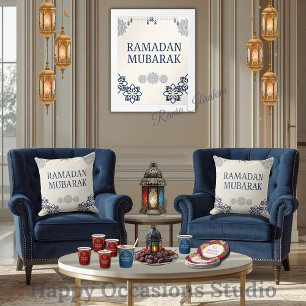 Élégant Coussin de Lancer Ramadan Mubarak