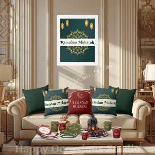 Élégant Coussin de Lancer Ramadan Mubarak