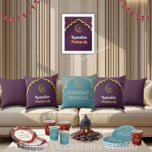 Élégant Coussin de Lancer Ramadan Mubarak