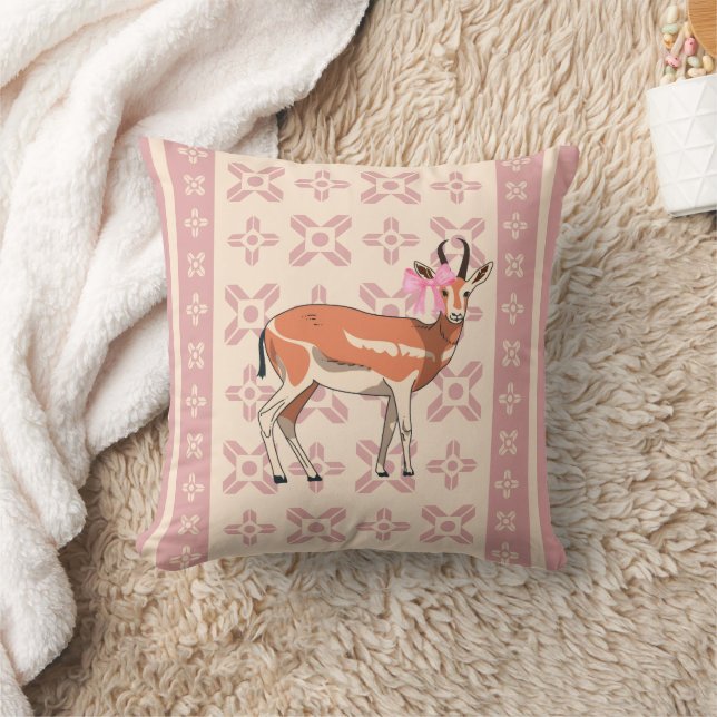 Élégant Coussin de Noël à motif cerf rose (Couverture)
