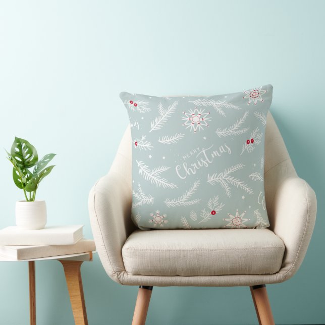 Élégant Coussin de Noël avec Pin & Écriture (Chaise)