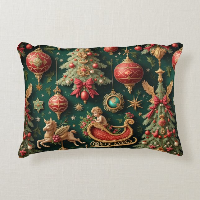 Élégant Coussin de Noël baroque (Devant)