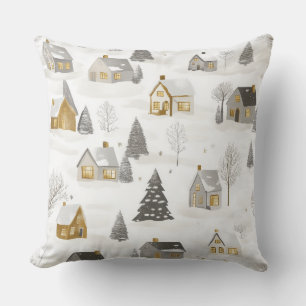Élégant Coussin de Noël – Blanc et Or