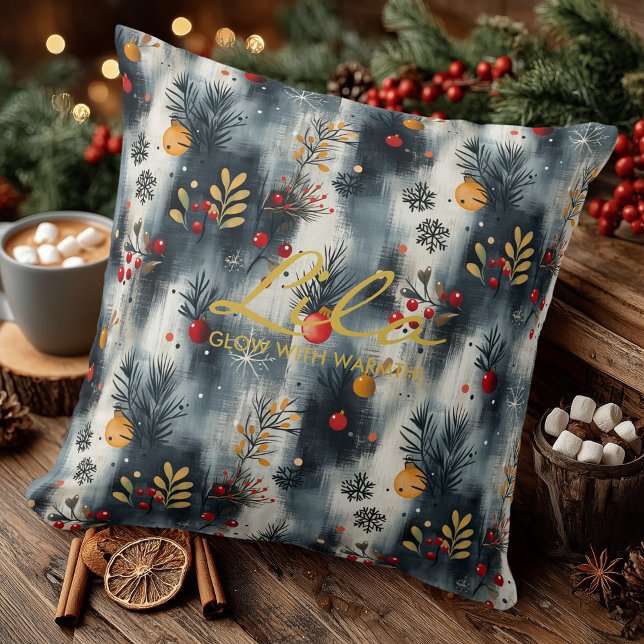 Élégant Coussin de Noël personnalisé Nom et devis (Créateur téléchargé)
