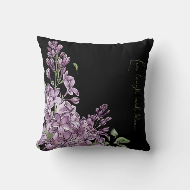 Élégant Coussin Floral Botanique de Lilas Violet p (Recto)