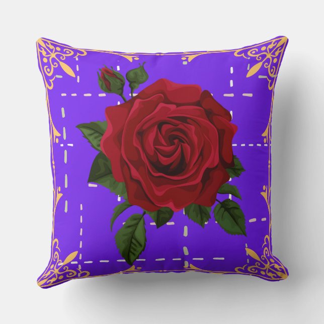 Élégant Coussin Floral en forme de Carré. (Verso)