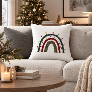 Élégant Coussin Minimaliste de Noël Bohème Rouge V
