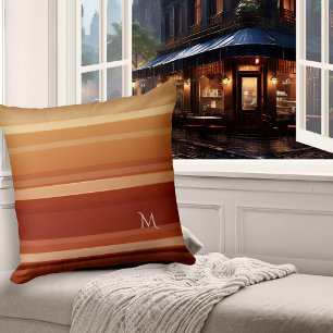 Élégant Coussin Motif rayé de crème bordeaux
