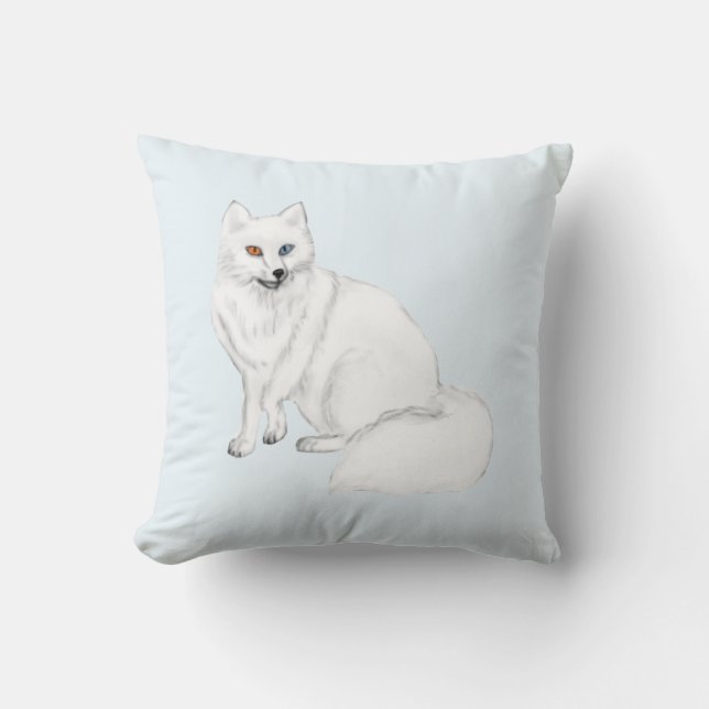 Élégant Coussin Renard Arctique avec Motif Flocon  (Recto)