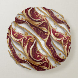 Élégant Coussin Rond à Jeter en Marbre Bourgogne &