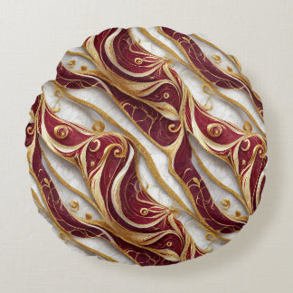 Élégant Coussin Rond à Jeter en Marbre Bourgogne &