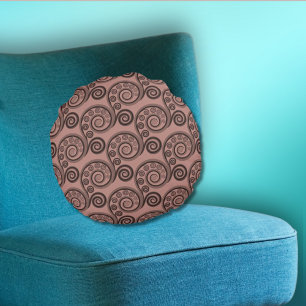 Élégant Coussin rond feuille de fern Rosy-Brown