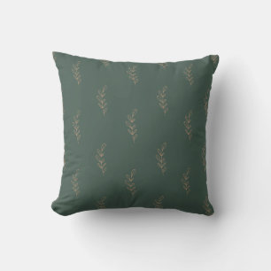 Élégant Coussin vert avec Motif Gold Leaf