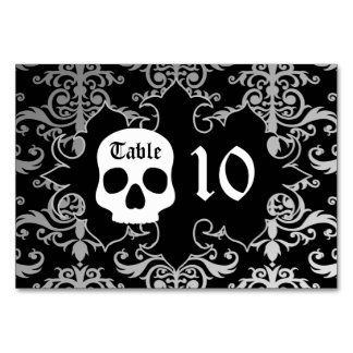 Elégant crâne damassé Numéro de table d'Halloween