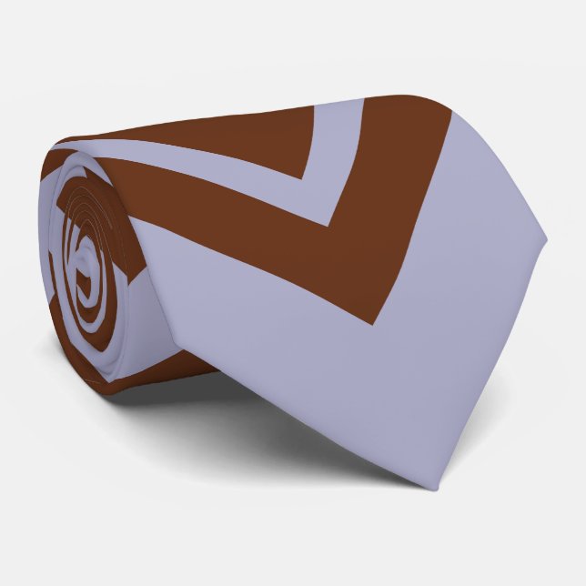 Élégant cravate à motif chevron marron et bleu (Roulé)