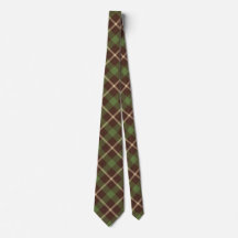 Élégant Cravate Brown Vert Plaid Pour Hommes crava