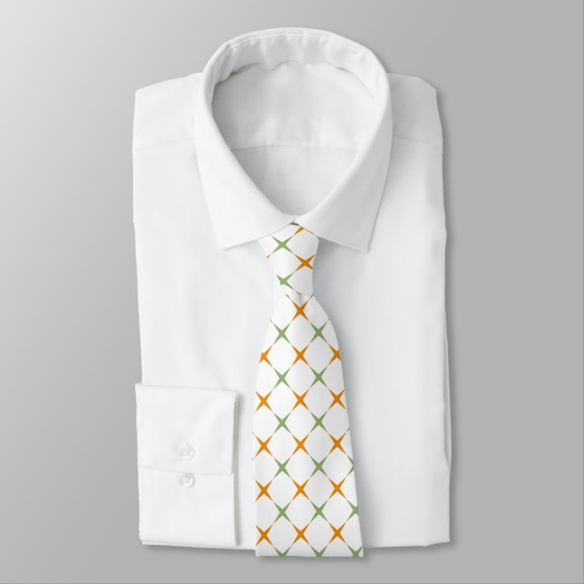 Élégant cravate étoile géométrique orange et vert  (Attaché)