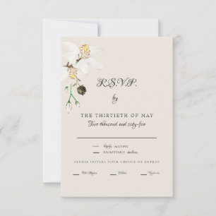 Elégant Crème Blanc Floral Dîner Script RSVP