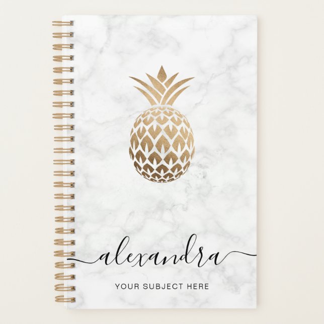 Élégant cuivre moderne or blanc marbre ananas (Devant)