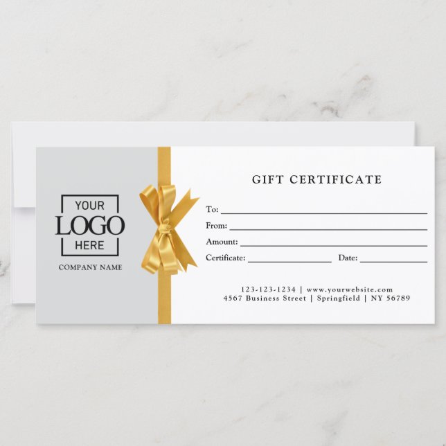 Elegant Custom Gray Business Gift Certificate (Devant)