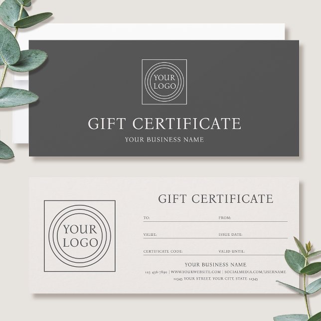 Elegant Custom Logo Gift Certificate Off-white (Créateur téléchargé)